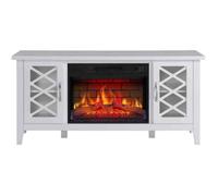 ArtiFlame Odessa AF23BS Blanche Cheminée Électrique Meuble TV - Son de Crépitement, Flamme 3D, 1800W