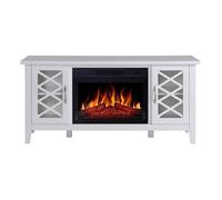 ArtiFlame Odessa AF23S Blanche Cheminée Électrique Meuble TV - Son de Crépitement, Flamme 3D, 1800W