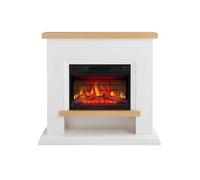ArtiFlame Shelford AF23BS Blanche Cheminée Électrique avec Manteau - Son de Crépitement, Effet Briques, 1800W