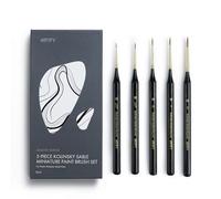 Artify Lot de 5 pinceaux fins 100 % Kolinsky - Série Master - Pointes ultra fines - Pinceaux de haute précision pour modélisme, peinture acrylique, gouache, aquarelle - Noir