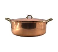 artigianatodaloise - Casserole en cuivre étamé avec couvercle artisanal 42 x 14 cm - Casserole 4214