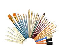 Artina Ensemble 30 pinceaux Poils naturels Nylon Acrylique Aquarelle Huile | set pinceau en soie rond plat éponge et spatules pour peinture artiste kit Foggia