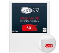 Artina lot de 3 Premium 3D Canvas toile à peindre FSC châssis bois apprêté | 80x100cm blanche 100% canvas coton 380 g/m² sans acide tableau stable cadre peinture vierge artiste