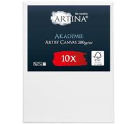 Artina Set de 10 Canvas Petite Toile Tableau Châssis Entoilés Bois FSC® | 30x40cm blanche 100% coton toiles peinture stable Peindre acrylique artiste mini Akademie