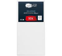 Artina Set de 10 Canvas Petite Toile Tableau Châssis Entoilés Bois FSC® | 40x80cm blanche 100% coton toiles peinture stable Peindre acrylique artiste mini Akademie