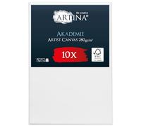 Artina set de 10 canvas toile peinture châssis entoilés en bois FSC® | 40x60cm blanche 100% coton tableau en stable à peindre Toiles artiste support acrylique Akademie
