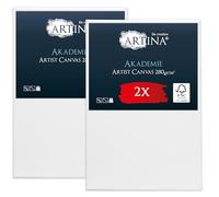 Artina Set de 2 Canvas toile peinture châssis entoilés bois FSC® à peindre | 20x30cm blanche 100% coton tableau toiles stable artiste acrylique vierge Akademie