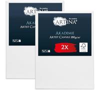 Artina Set de 2 Canvas toile peinture châssis entoilés bois FSC® à peindre | 30x40cm blanche 100% coton tableau toiles stable artiste acrylique vierge Akademie