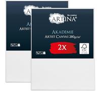 Artina Set de 2 Canvas Toile Peinture Grand Format 80x100 cm - Tableau Peinture Châssis Entoilés en Bois FSC© - Tableau a Peindre Blanche 100% Coton 280g/m² - Toiles à Peindre Stable Akademie