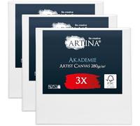 Artina Set de 3 Canvas Toile Peinture Châssis Entoilés en Bois FSC® Coton | 40x40cm blanche 100% coton tableau toiles à peindre stable artiste vierge acrylique Akademie