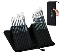 Artina Set de pinceaux Malen 17 pièces avec Pochette pour Peinture Grand | 17 noir avec porte-pinceaux pour acrylique avec étui Pinselset teiliges Pinsel mit Tasche Schwarz Pinselhalter für Amsterdam
