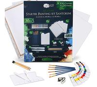Artina Set peinture acrylique 30 pièces avec toiles pinceaux crayon | 5 40x50cm & 30x40cm 12x12ml à dessin kit pour débutants & artistes châssis loisir créatif adulte coffret Santorini