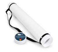 Artina Tube de Transport Porte-Plans A0 télescopique réglable 60-100cm | Ø8 cm Blanc Plastique Bouchon à vis avec porte-étiquette et bandoulière Tube à dessin télescopique porte-documents Archiva