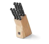 Artisan - Bloc 6 couteaux de cuisine | Bloc avec 6 couteaux de cuisine, Artisan, Acier inoxydable 13/C AISI 42, Finition Brillante, Noir et Bois