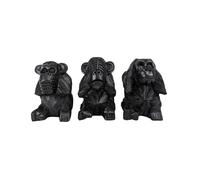 Artisanal Les 3 singes de la Sagesse en Bois Massif Noir 15cm