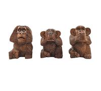 Artisanal Les 3 singes Secret du Bonheur. Statuettes en Bois Massif 10cm