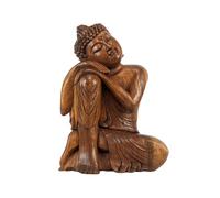 Artisanal Statue de Bouddha Assis 40cm - Bois Massif sculpté Main