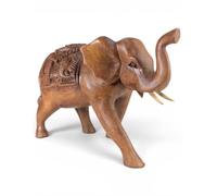Artisanal Statue éléphant 20cm en Bois sculpté Main
