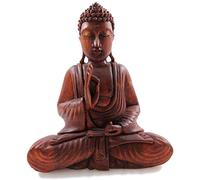 Artisanal Statuette Bouddha Assis en Bois sculpté 20cm - Décoration Zen