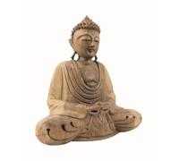 Artisanal Statuette Bouddha de la méditation en Bois Massif sculpté Main 20cm