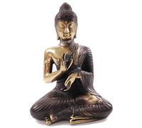 Artisanal Statuette Bouddha Dharmachakra Mudra en Laiton 14cm. Série limitée.