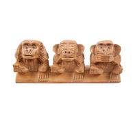 Artisanal Statuettes 3 singes de la Sagesse en Bois Brut 7cm