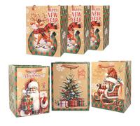 Artisoul 12 Pack Sac Cadeau Noel, Sacs de Noël avec Poignée, Sac Papier Kraft Durable, Sac Noel pour Petite Entreprise, Sac en Papier en Vrac Lourd pour Fête d'Anniversaire, Shopping, Vente au Détail