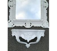 artissimo 3047 Miroir mural, avec console, style baroque, antique, 45 x 38 cm, avec étagère, décoration murale, blanc