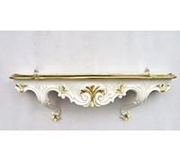 artissimo Console murale, blanc et doré (ivoire) style baroque antique étagère murale, commode, étagère miroir