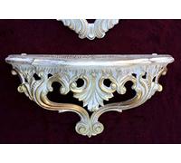 Artissimo Console murale, console, style baroque, étagère murale, miroir, blanc, doré, double couleur, 38 x 20 x 16 cm, étagère vintage, rétro Repro