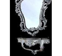 Artissimo Miroir mural baroque avec console murale, console, argenté 50 x 76 cm, décoration murale + console