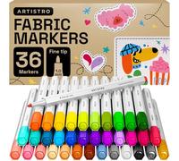 Artistro 36 Marqueurs pour Tissus - Kit Permanent Pointe Fine pour Vêtements - Stylos sans Bavure pour T-Shirts, Sacs, Toile, etc.
