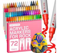 Artistro 72 Feutres Acryliques, Marqueurs Acryliques Double Pointe, Marqueurs Acryliques pour Tissu, Toile, Pierre, Verre, Bois, Papier, DIY, Marqueurs de Peinture
