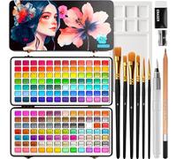 Artistro ensemble de 168 aquarelles, couleurs vives dans une boîte portable, avec palette. Ensemble de voyage parfait pour les artistes, les amateurs et la peinture