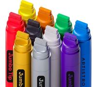 Artistro Jumbo markers 10 marqueurs jumbo couleur, pointe feutre jumbo 15 mm, marqueurs acrylique pour peinture sur roche, pierre, céramique, verre, bois et toile.