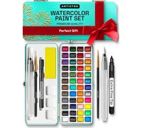 Artistro Palette Aquarelle de Poche, 48 Couleurs Vives dans une Boîte portative, Palette de peinture Incluant Couleurs Métalliques et Fluorescentes. Kit pour Artistes, Amateurs de Peinture