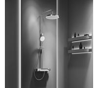 Artiviana Svago PUSH square Colonne de douche avec mitigeur thermostatique pour 2 sorties, avec tablette, R0430EA5CR,