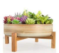 ARTKETTY Grands Pots de Fleurs en céramique de 28 cm avec Support de Drainage, Pots de Fleurs succulentes Peu Profonds pour Plantes d'intérieur et de Cactus décoratifs
