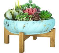 ARTKETTY Pot de Fleurs, Grand Pot de Plantes Succulentes avec Support Pot Bonsaï en Marbre Pots en Céramique pour Plantes D'intérieur Cactus Fleurs