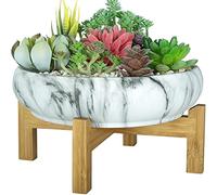 ARTKETTY Pot de Fleurs, Grand Pot de Plantes Succulentes avec Support Pot Bonsaï en Marbre Pots en Céramique pour Plantes D'intérieur Cactus Fleurs