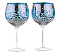 ARTLAND - Lot de 2 verres à gin filigranes - Verres bleu électrodéposés, finition argentée miroir, coffret cadeau pour le gin