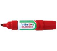 artline 50 Lot de 12 marqueurs permanents à pointe biseautée Jumbo 3-6 mm Rouge