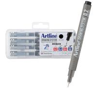 Artline EK-230-4PW1 Lot de 4 stylos à dessin 0,1, 0,3, 0,5, 0,7 mm Noir Taille paire