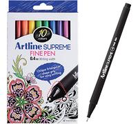 Artline Lot de 10 stylos à pointe fine de 0,4 mm, pointe fine de 0,4 mm, stylo à dessin technique pour artistes, designers et illustrateurs, encre à base d'eau - Fineliner Artline authentique