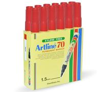 Artline Lot De 12 Marqueurs "70" Permanent Indélébile Pointe Conique 1,5 Mm Rouge