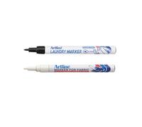 Artline Lot de 2 marqueurs à linge noir et marqueurs de tissu blanc
