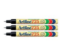 ARTLINE Lot de 3 Marqueurs "725" permanent indélébile pointe conique 0,4 mm noir