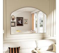 Artloge Grand Miroir Mural Salon Arche 100×70cm Miroir Suspendu Décoratif Argent d'Entrée avec Design Elégant Miroir Grand Art Déco pour Maison Café Hôtel