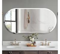 Artloge Miroir Mural Décoratif sans Cadre: Miroir Salle de Bain Oval en Verre Biseauté Design Miroirs Muraux Salon Grand Miroir Suspendu d'Entrée Modern Argenté Decoration Maison Chambre - 120 * 60cm