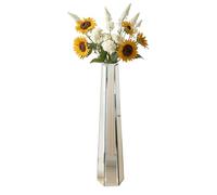 Artloge Vase au Sol en Verre 77cm: Vase à Fleur Décoratif Argenté Conique Vases pour Pampa Plume Fleurs Séchées Décoration Design Modern en Miroir à Salon Mariage Chambre Bureau Salle à Mange